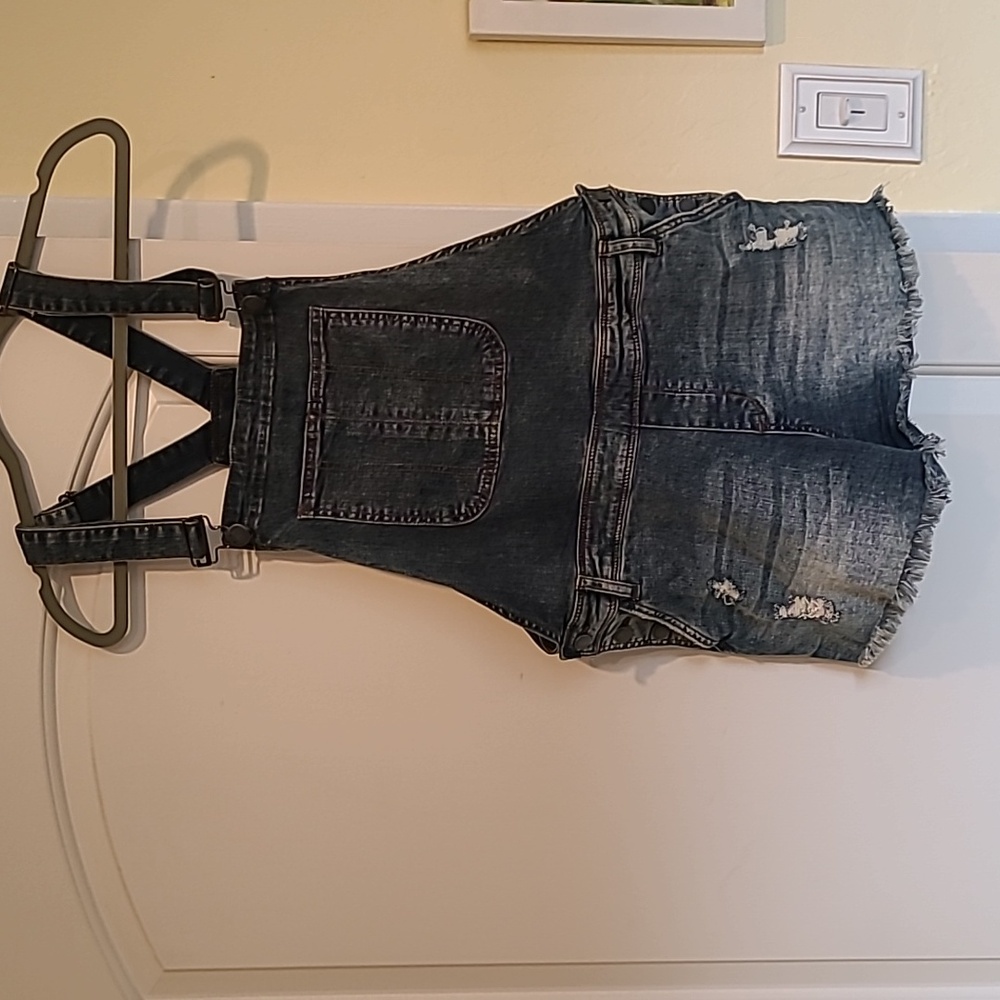 Denim overall shorts